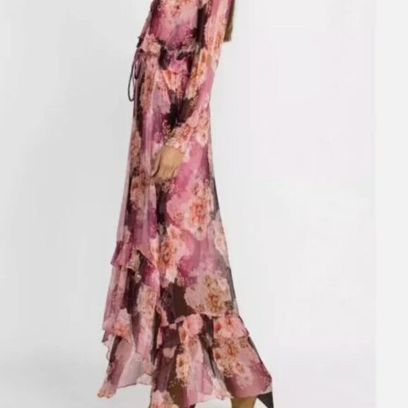 Johnny Was Carina Silk Floral Ruffled Tiered Maxi Dress with Slip NWT $445 - Picture 5 of 10